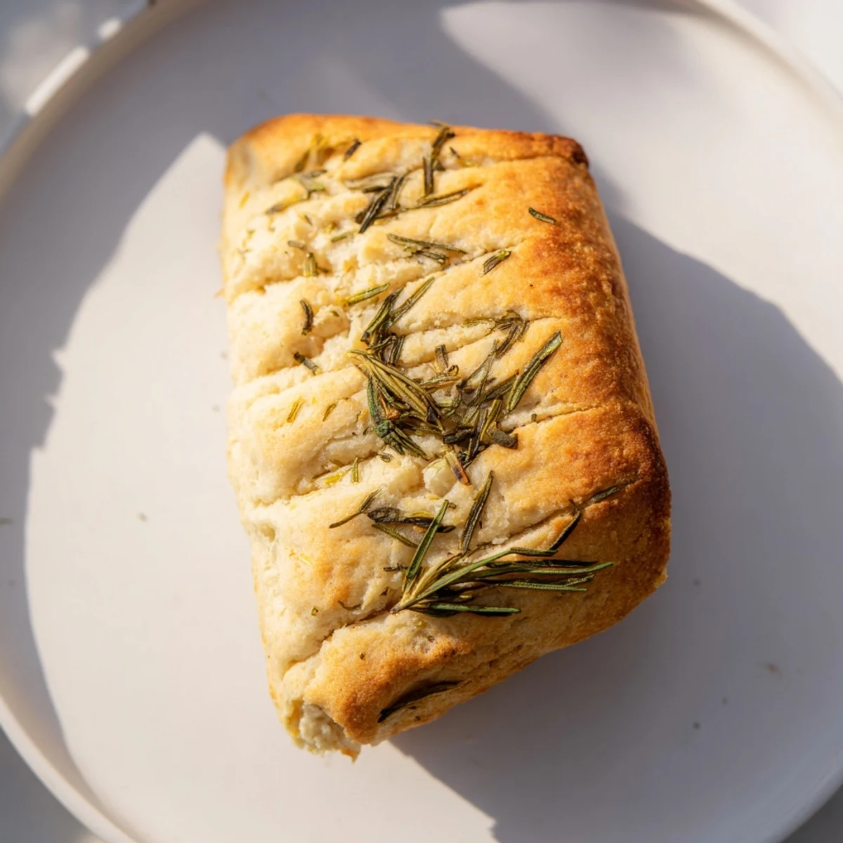 Fragrant Yeast-Free Garlic and Rosemary Bannock Bread, golden brown, ready to serve with a hearty stew.