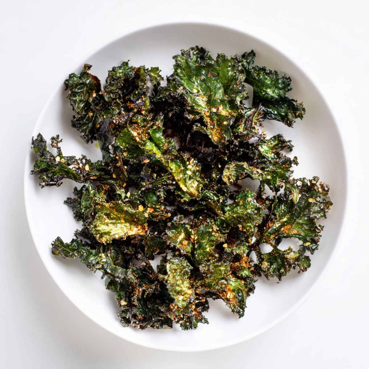 Golden, crispy kale chips baked until perfectly crunchy, a healthy and delightful snack.