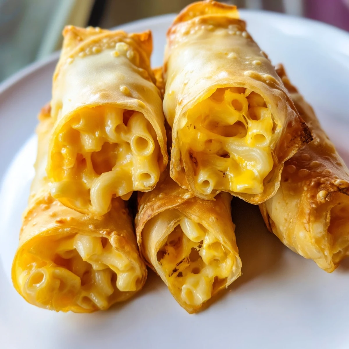 Golden-brown Tinis Mac and Cheese Lumpia Rolls offer a delightful crunch, packed with creamy mac and cheese.