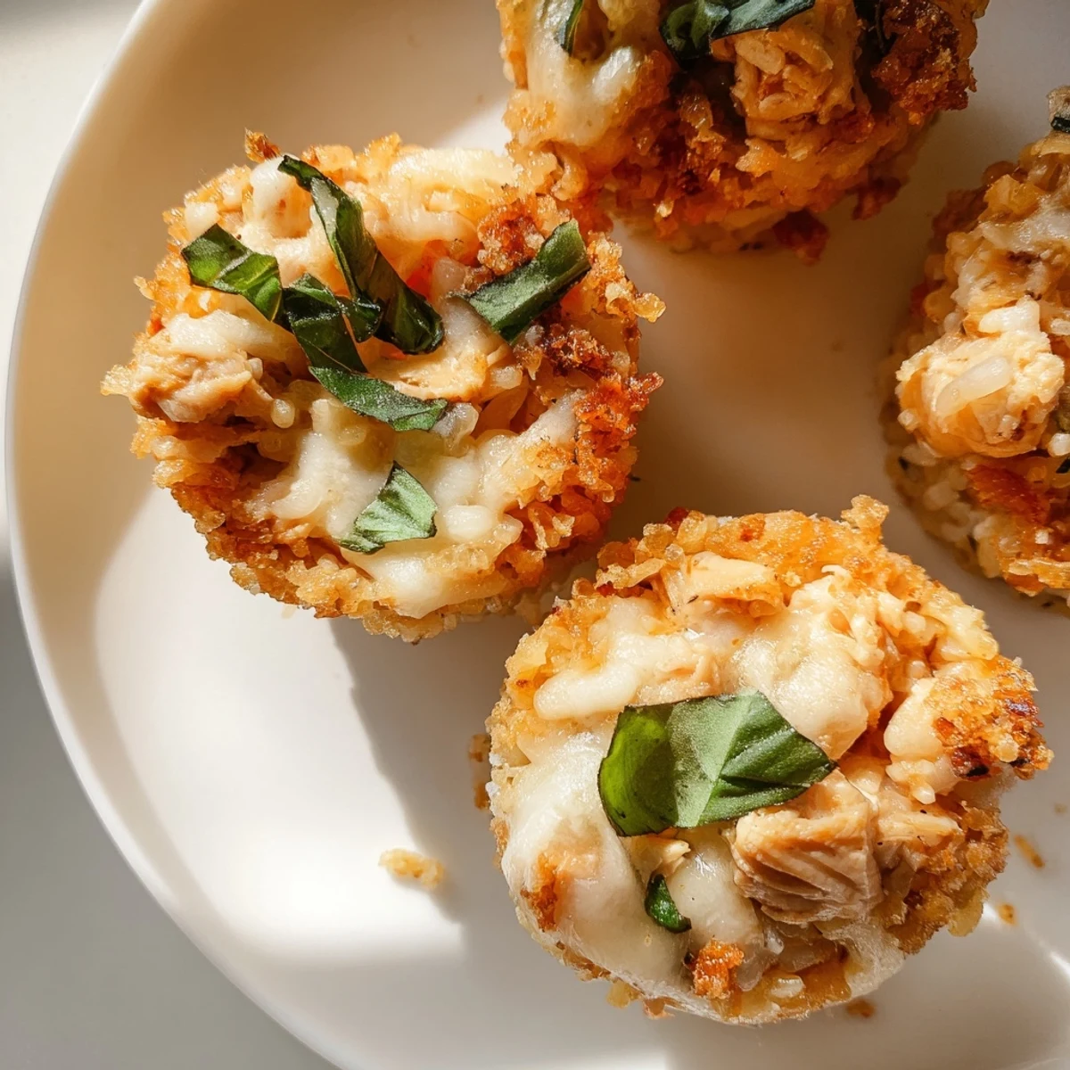Golden-topped Marry Me Chicken Sushi Bake Cups, each filled with creamy orzo and tender chicken.