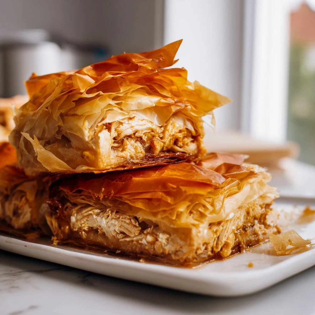Imagine the aroma! This savory Chicken and Pasta Crinkle Cake featuring perfectly cooked pasta.