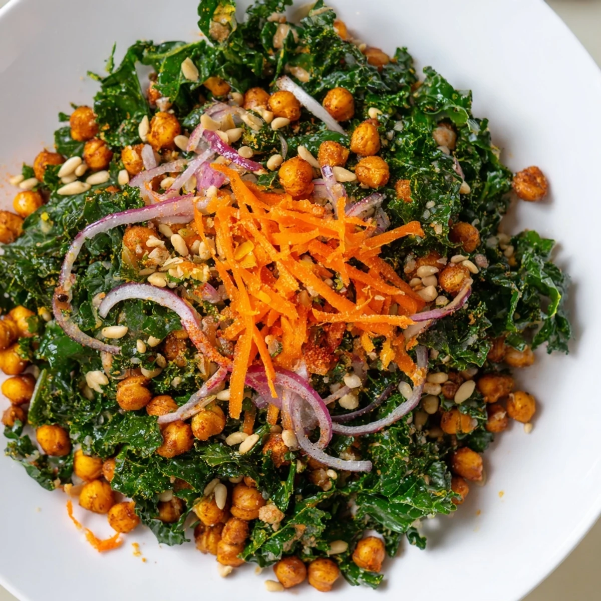 Kale Salad Roasted Chickpeas