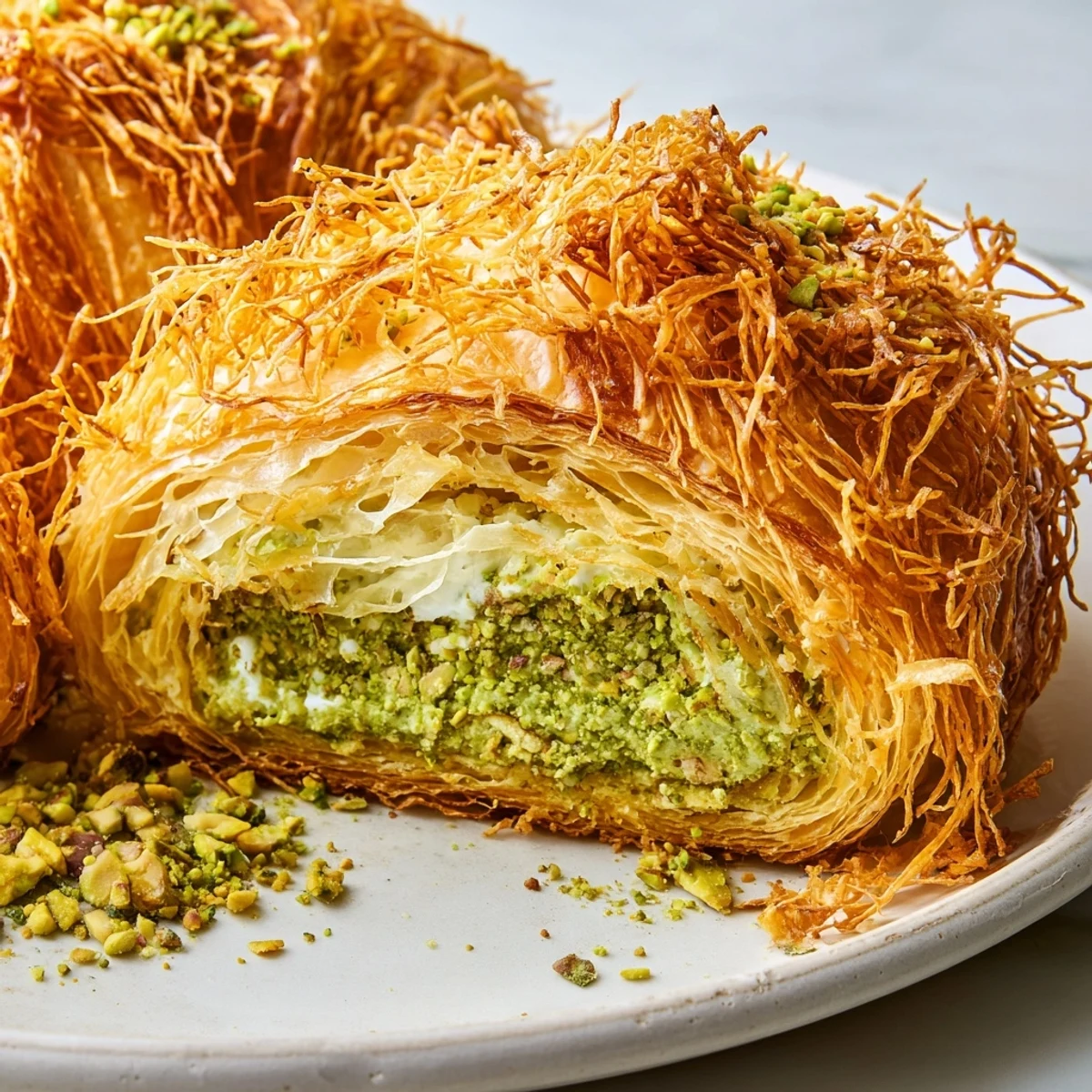 Visualize a gorgeous plate of warm Pistachio Cream Croissants: buttery, layered, and glistening with sweetness.
