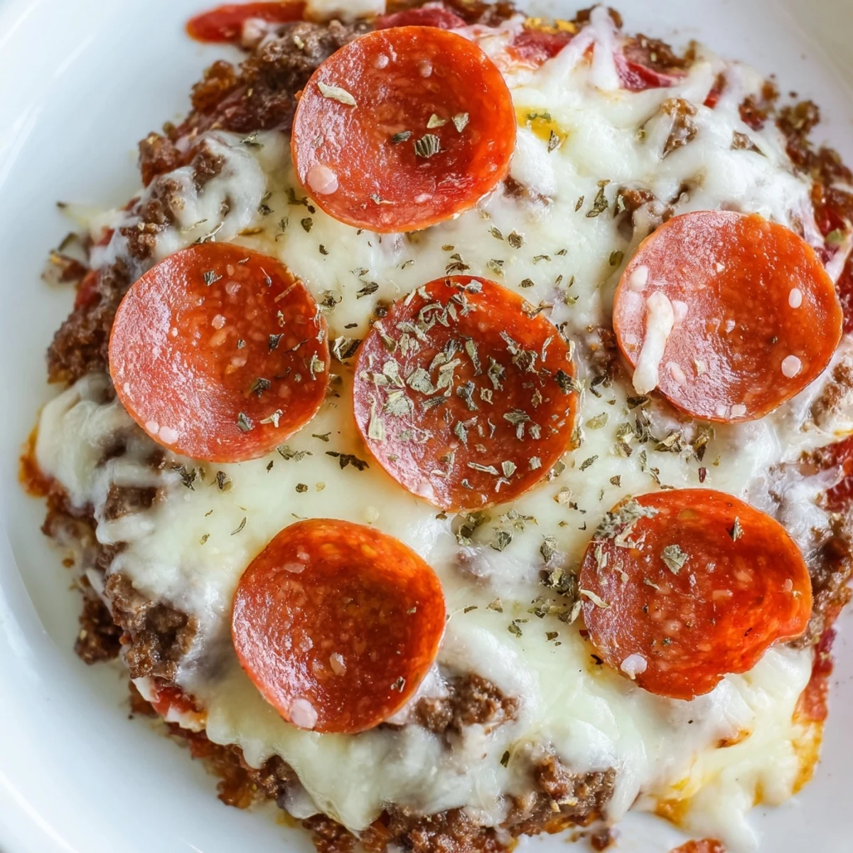 Imagine a flavorful Meat Pizza Pepperoni Stack, a low-carb treat with a delicious ground beef crust.