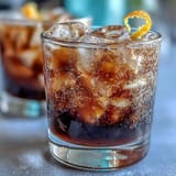 Vibrant summer drink featuring chilled cold brew coffee and sparkling tonic with citrus garnish.  