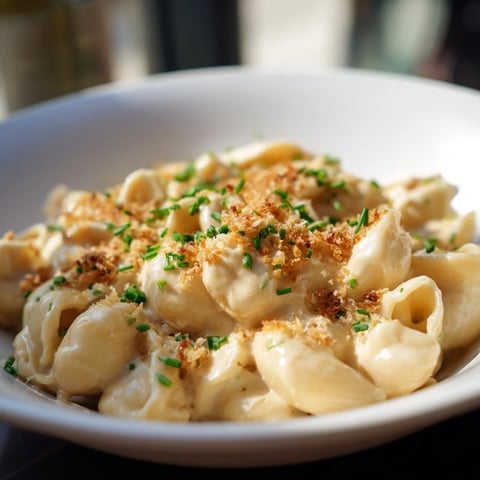 Golden Comfort Food: Creamy Stove-Top Mac and Cheese, bubbling with melted cheese, ready to swirl.