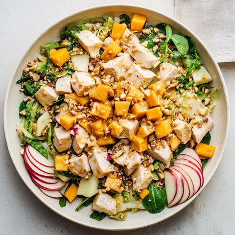 Chicken and Apple New Years Luck Salad, colorful and delicious, with juicy chicken and crisp apple.