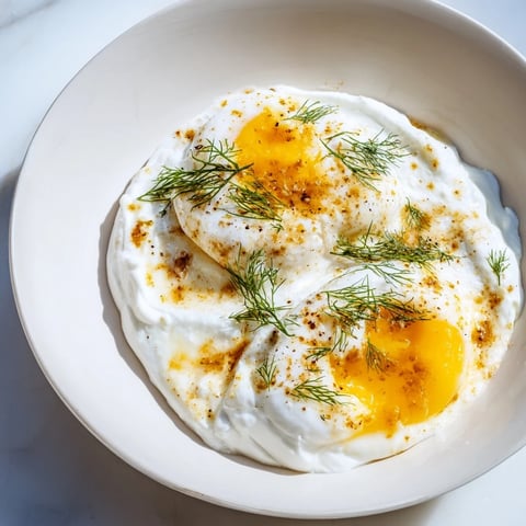 Creamy yogurt base topped with perfectly poached Cilbir eggs, drizzled with browned butter and spices.