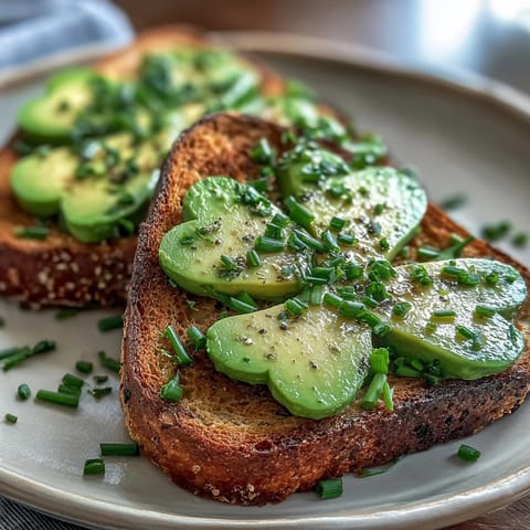 Shamrock-shaped avocado slices on toasted sourdough with everything bagel seasoning for a festive breakfast.