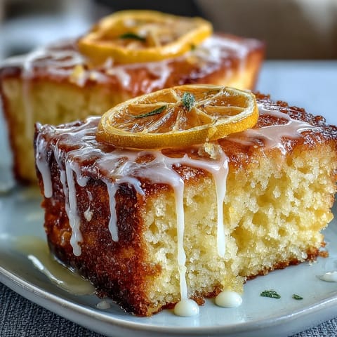 Slices of lemon-glazed limoncello pound cake on a plate, ideal for spring brunches or dessert.  
