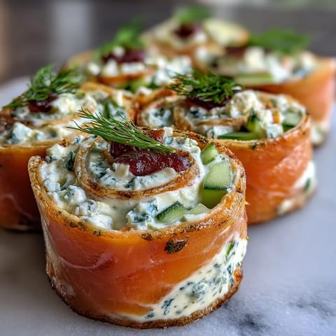 Creamy smoked salmon and cucumber pinwheels with dill-infused cream cheese, rolled in soft flour tortillas for a refreshing party appetizer.