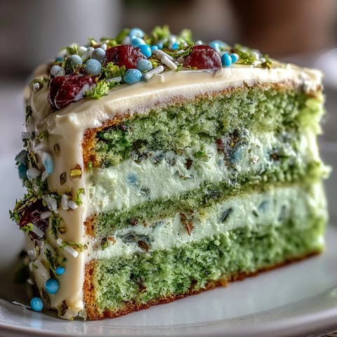 A mini matcha birthday cake with fluffy layers and creamy vanilla frosting, perfect for brunch celebrations.