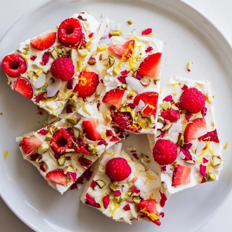 Homemade frozen yogurt bark, bursting with color and flavor, perfect for a summer treat or snack.