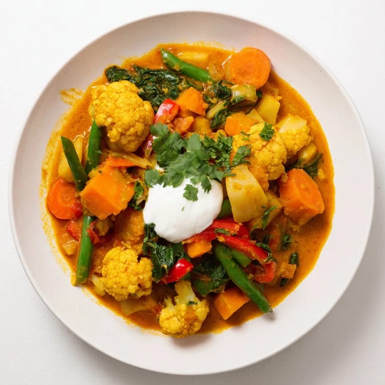 Golden, bubbling Waste-Free Vegetarian Curry simmering in a pot, ready for a comforting, flavorful dinner.