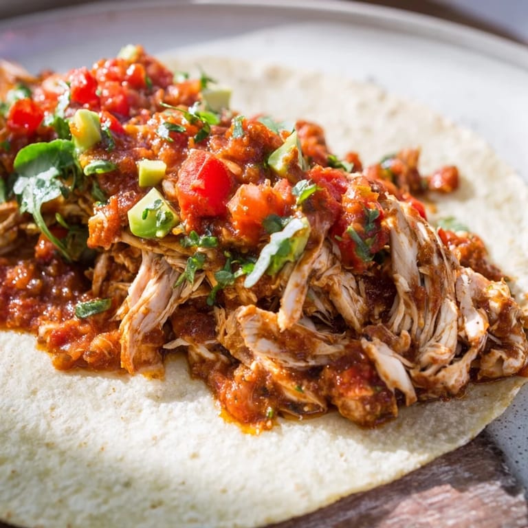 Golden, savory slow cooker shredded chicken tacos, piled high with fresh cilantro and lime wedges.