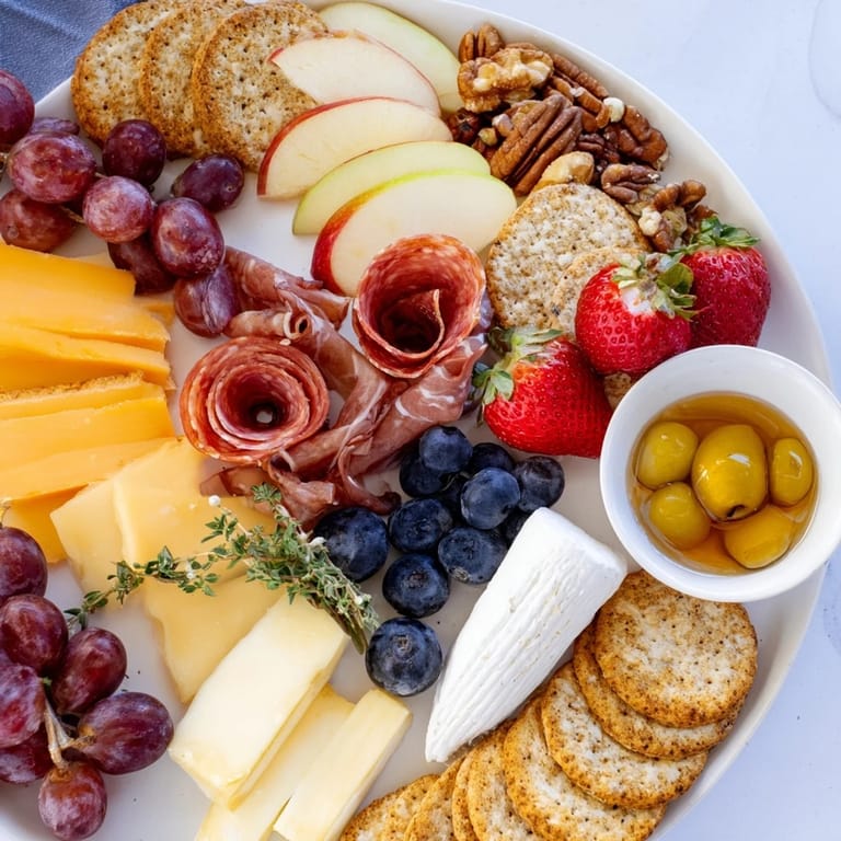 Perfectly assembled Quick Charcuterie Snack Board bursting with an array of flavors and textures, perfect for sharing.