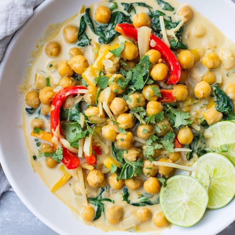 One-pot chickpea curry served over fluffy rice, a vibrant and flavorful vegan meal idea.