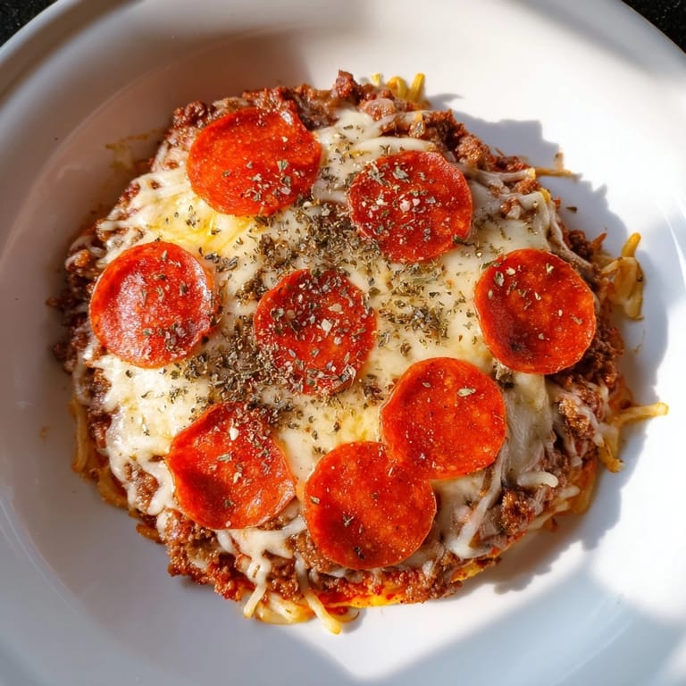 A close-up image shows the bubbly cheese and savory Meat Pizza Pepperoni Stack, ready to serve.