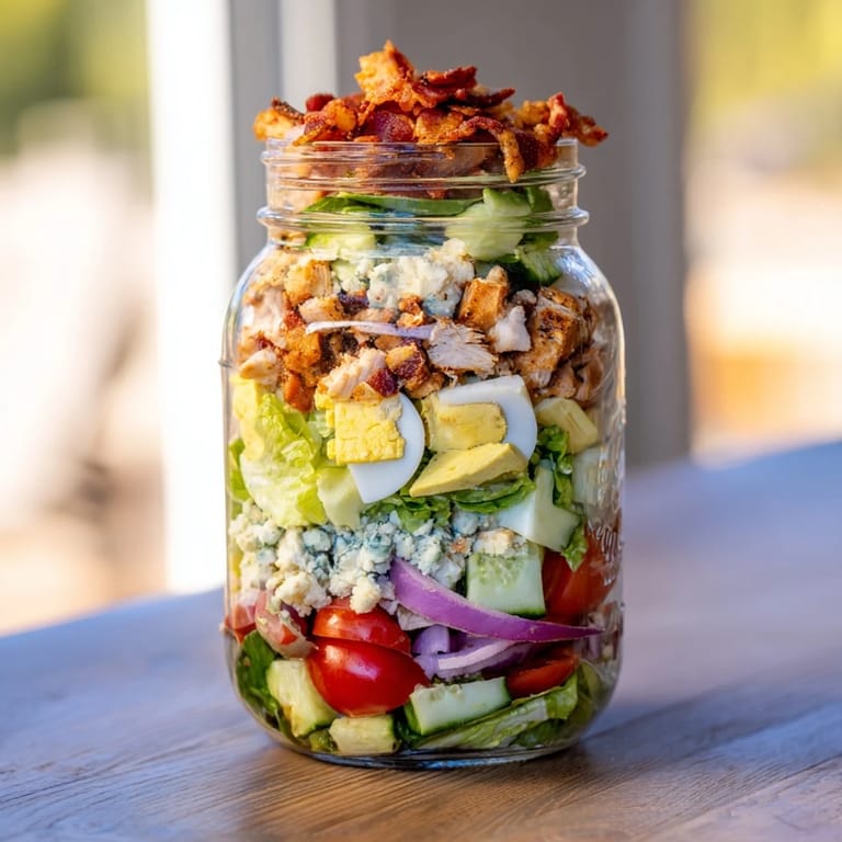 Fresh romaine, diced cucumber, cherry tomatoes, and creamy avocado add vibrant color and texture to this portable salad.  