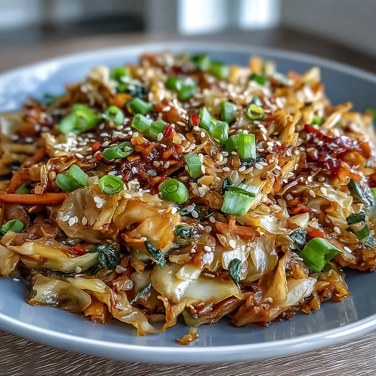 Sizzling Hot and Sour Cabbage in a wok with vibrant red chili paste and julienned carrots.