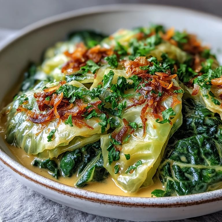 Fresh cilantro garnishes the tender braised cabbage with toasted coconut flakes.