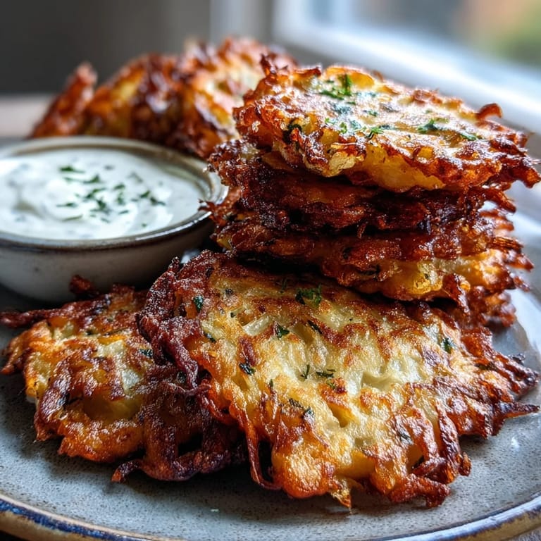 Freshly fried Cabbage Fritters with Dipping Sauce served warm alongside a tangy yogurt dip garnished with parsley.