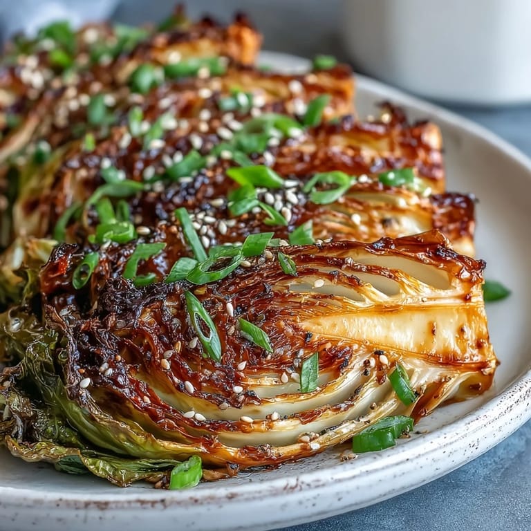 Savory Miso Butter Roasted Cabbage Wedges ready to serve alongside grilled fish or rice.