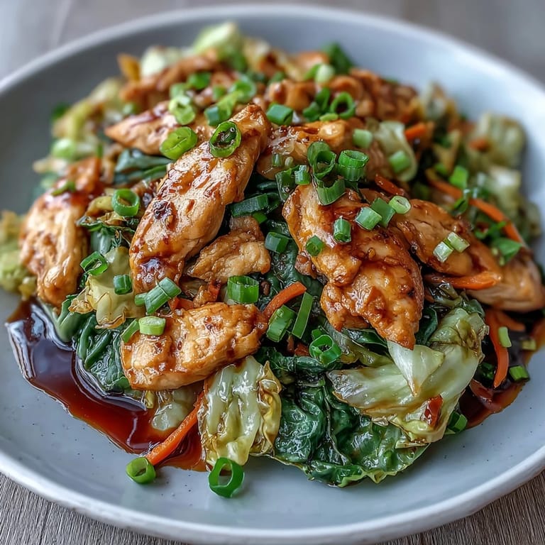 Freshly stir-fried Chicken Cabbage Stir-Fry served hot, ready to be enjoyed with steamed rice.