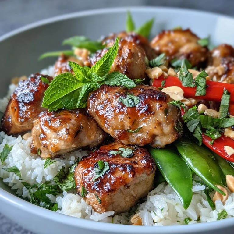 A vibrant Thai Chicken Coconut Bowl served with lime wedges, featuring julienned carrots and a sprinkle of green onions.