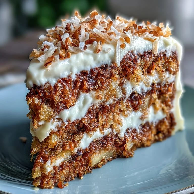 Freshly baked Christmas Hawaiian Carrot Pineapple Cake with pineapple garnish, served on a festive holiday dessert plate.