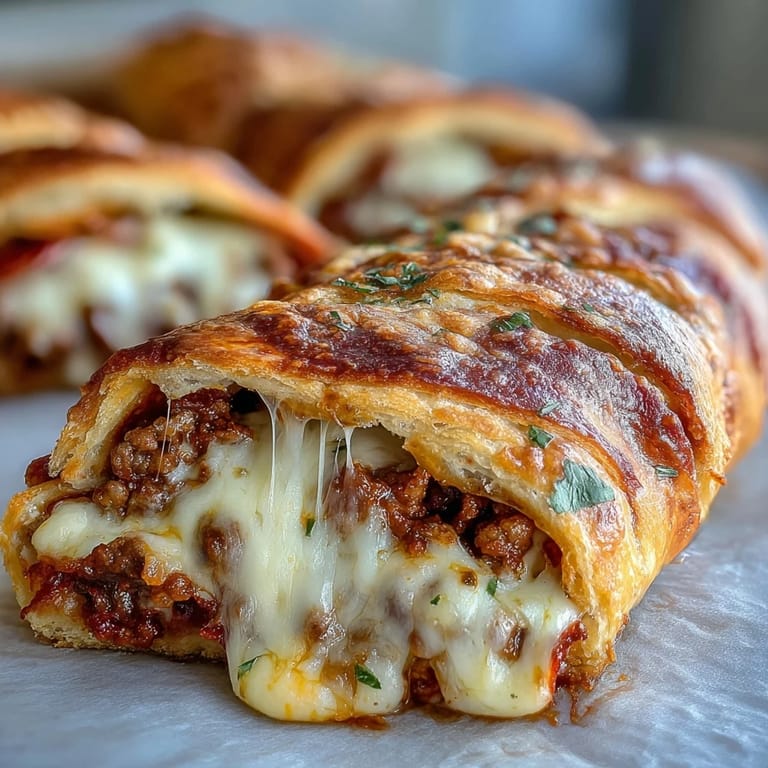 Freshly baked Baked High-Protein Pepperoni Stromboli with a golden crust sits beside a small bowl of warm marinara dip.