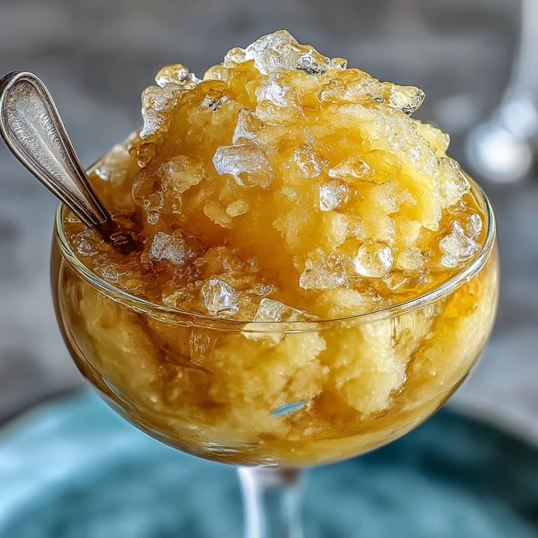 Vibrant yellow Limoncello Sorbet garnished with fresh mint and lemon zest, offering a bright, tangy finish to any dinner.