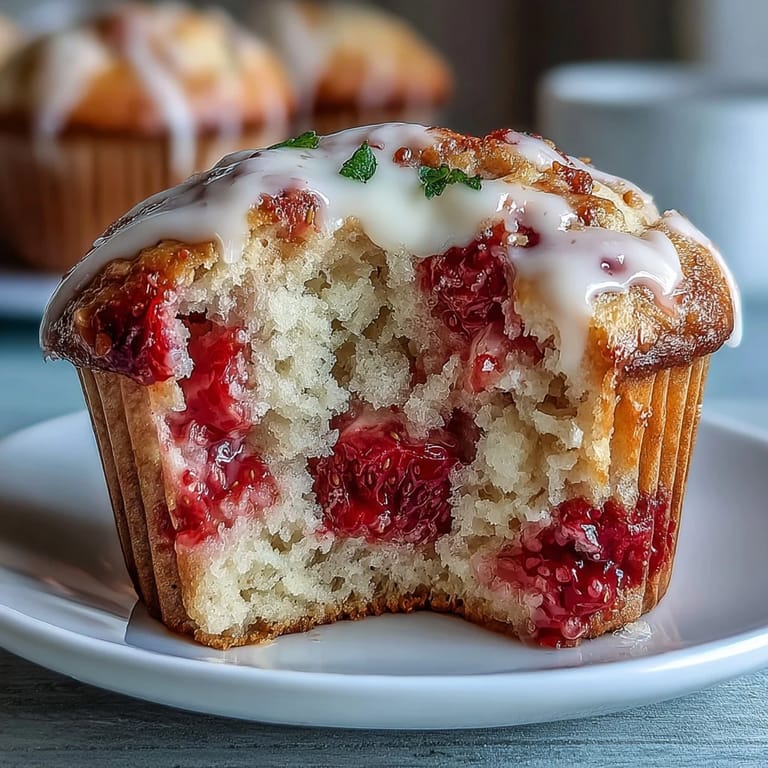 Warm, golden muffins with swirls of strawberry and creamy yogurt, perfect for a wholesome snack or quick morning bite.