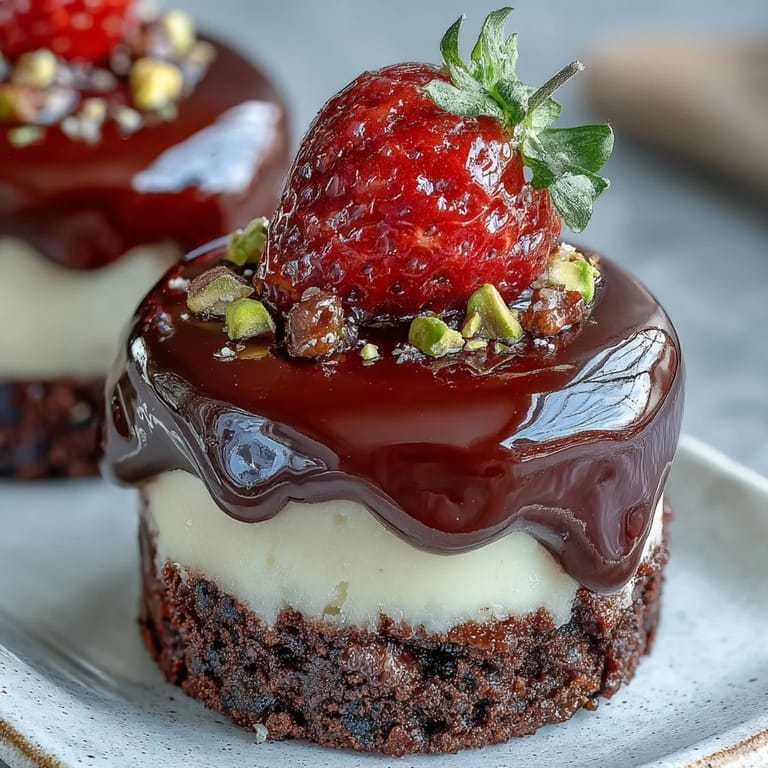 Rich Dubai-style mini cheesecake cups with chocolate base, creamy vanilla filling, and fresh strawberry garnish.