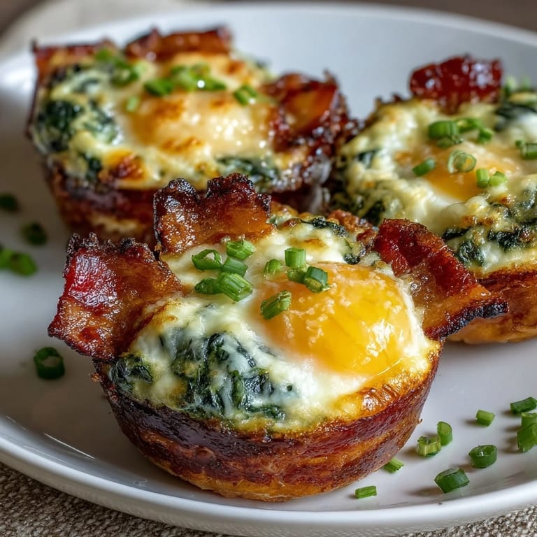 Colorful muffin cup breakfast with ham, green eggs, and melted cheddar cheese for a playful morning treat.
