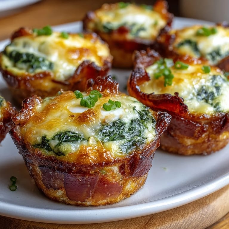 Kid-friendly ham and spinach egg cups baked in muffin tin, topped with cheese and fresh chives.