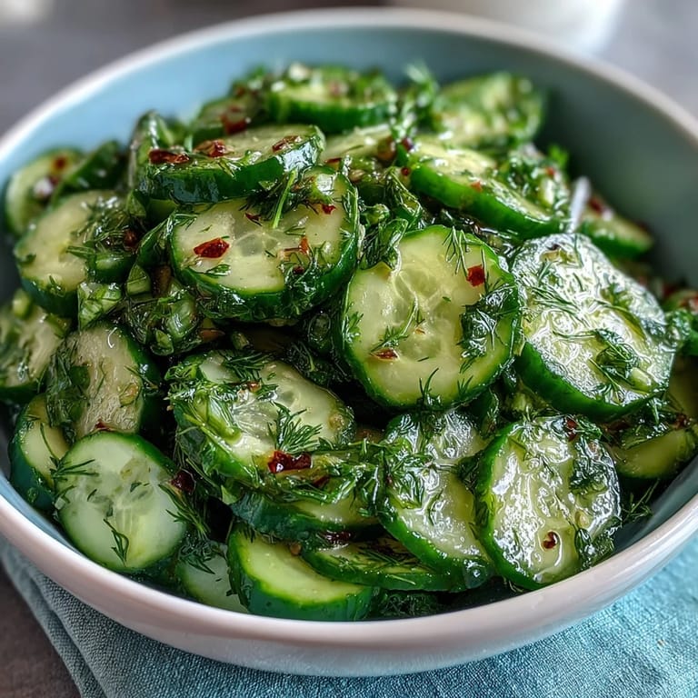 Peppery radishes and cool cucumbers mingle in a zesty dill vinaigrette, ideal for a healthy, vegetarian appetizer.