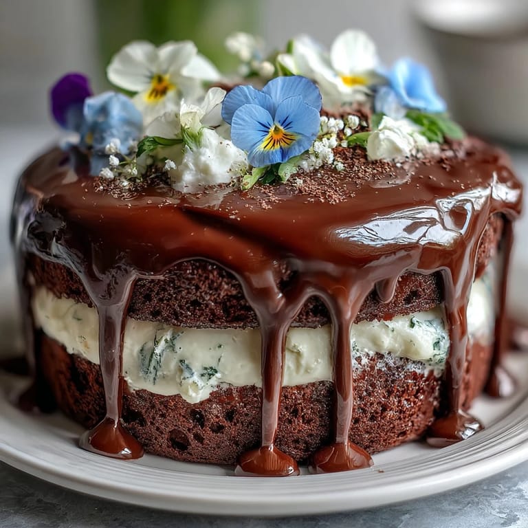 Lemon-frosted Spring Floral Drip Cake: soft vanilla sponge layers topped with bright lemon frosting, delicate edible flowers, and a glossy white chocolate drip.