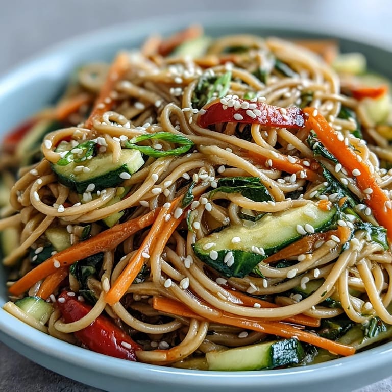 Vibrant chilled soba noodle salad, a refreshing and easy Japanese-inspired dish.