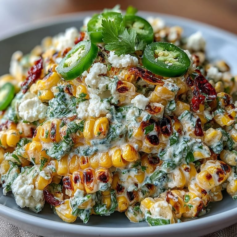 Delicious Mexican Street Corn Salad featuring charred corn and a spicy lime dressing.