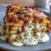 Classic Easy Cheesy Scalloped Potatoes with golden melted cheese and tender potato slices.