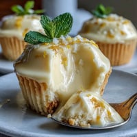 Creamy lemon mousse in elegant cups, garnished with fresh berries and mint, served alongside buttery shortbread cookies.